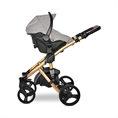 Cochecito de bebé RIMINI Premium Black Jasper con asiento elevador de coche RIMINI DI MARE Grey&Black DOTS */opción/